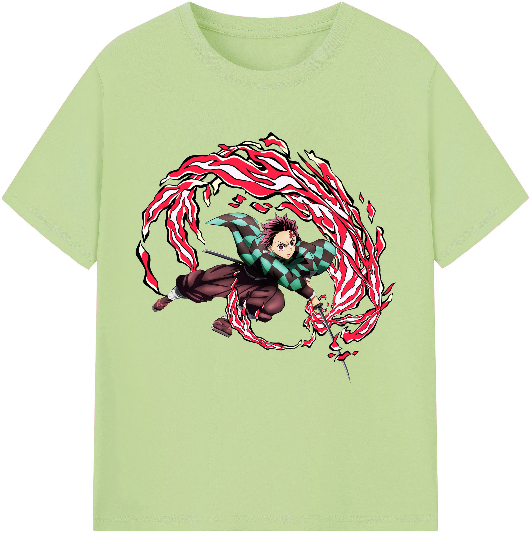 （画像用） 鬼滅の刃 竈門 炭治郎／かまど たんじろう Kamado Tanjirou 綿100％半袖Tシャツ（フロントプリント）